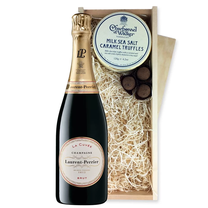 Laurent Perrier La Cuvee Champagne 75cl And Milk Sea Salt Charbonnel Chocolates Box